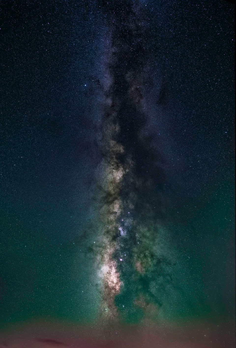 Vertical Milky Way core in a starry sky